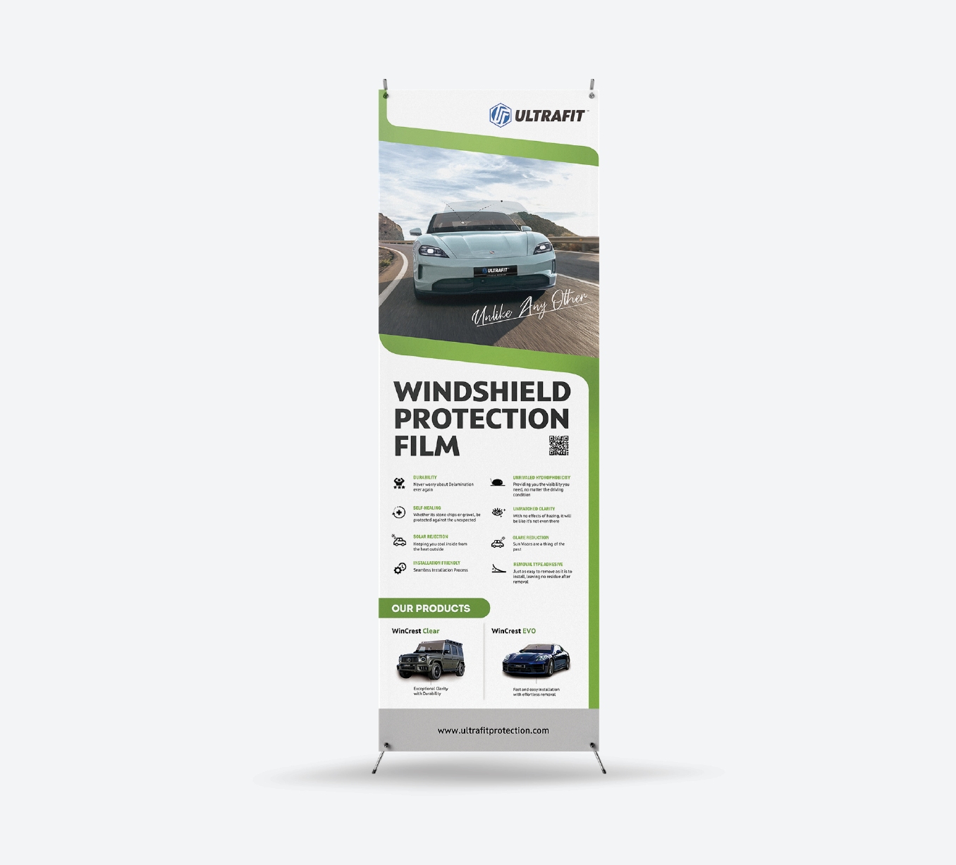 Windshield Protection Film X-Banner (with Stand)